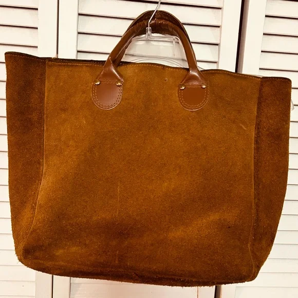 Brook Stone Brown Suede Tote Bag - Picture 1 of 6